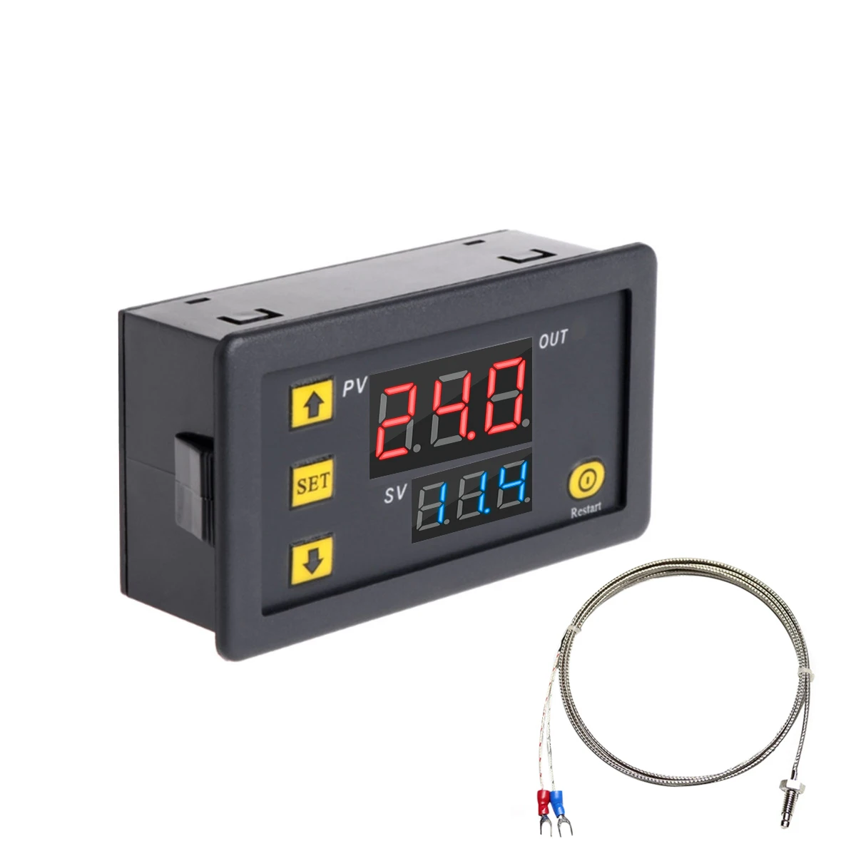 Imagem -04 - Termostato do Controle de Temperatura de Digitas W3230 Dc12v Regulador Aquecimento Refrigerar Termorregulador com Sensor60 °c500 °c