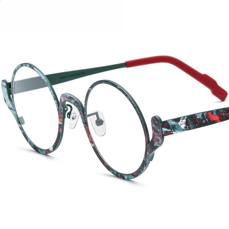 New multi-color ultra-light pure titanium myopia glasses frame men's and women's plain and versatile round glasses