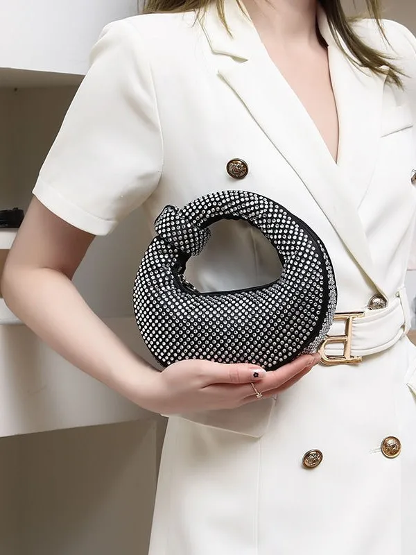 

Full-diamond clutch bag - exquisite women's bag, trendy, relaxed, high-end handbag, best-selling new moon clutch bag.