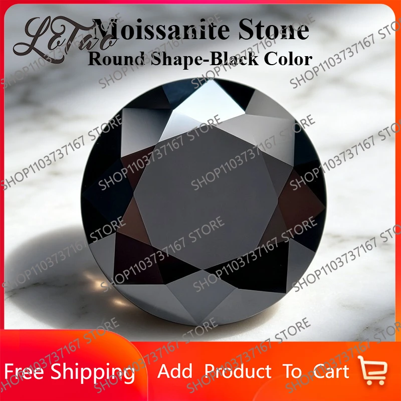 

Moissanite Stone Black Color Round Shape Lab Grown Gemstone for DIY Charms Jewelry Making Pass Diamond Tester with Certificate