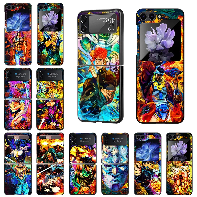 Luxury JoJo's Bizarre Adventure Mobile Phone Cases For Samsung ZFlip6 Z Flip3 Flip4 Flip5 5G Flip 6 5 Black Hard Anti-Drop Cover