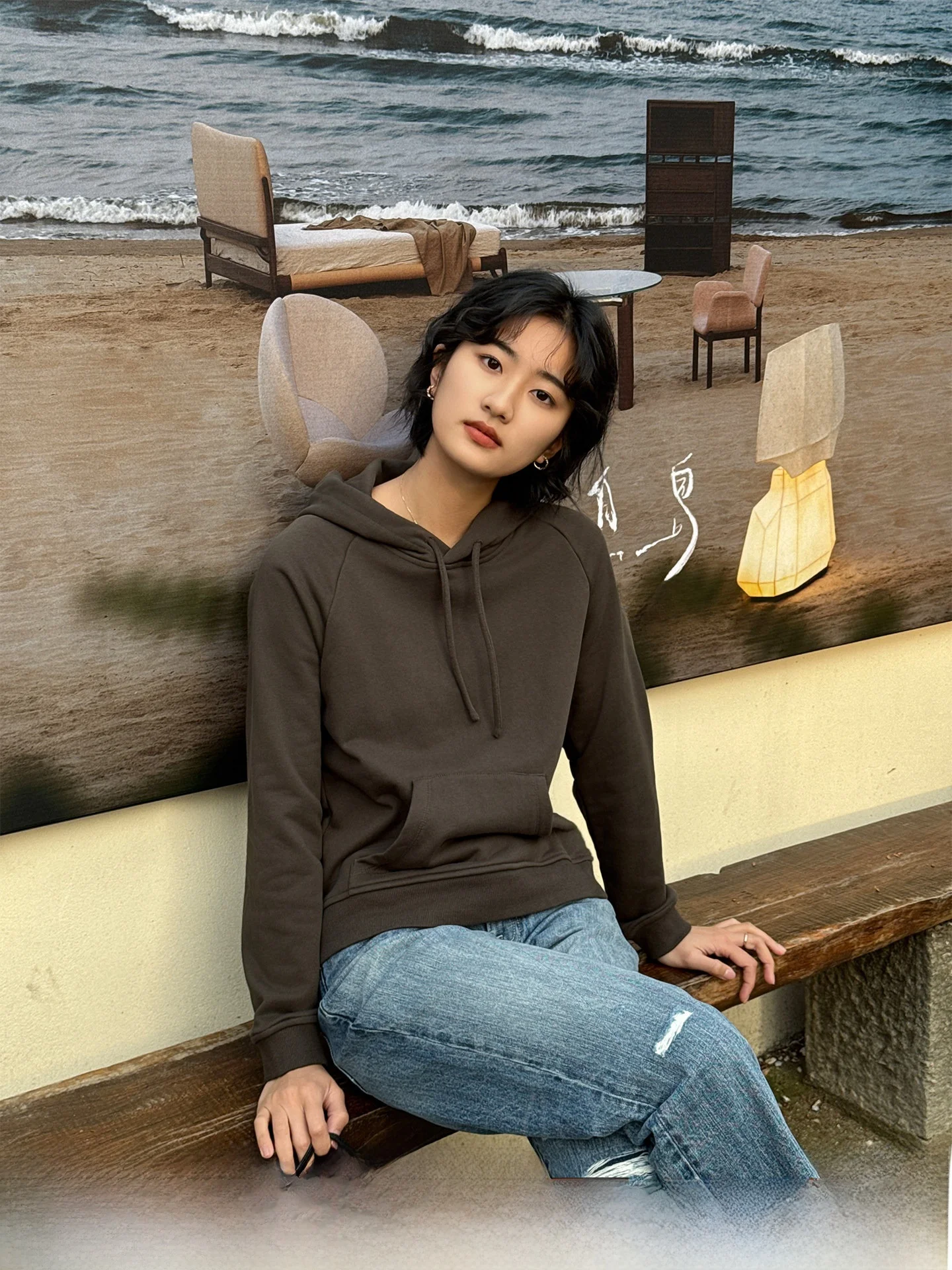 

Loose Comfortable Drawstring Hoodie Women's Spring New Style Military Green Simple Match 2026 New Collection Casual Sweatshirt