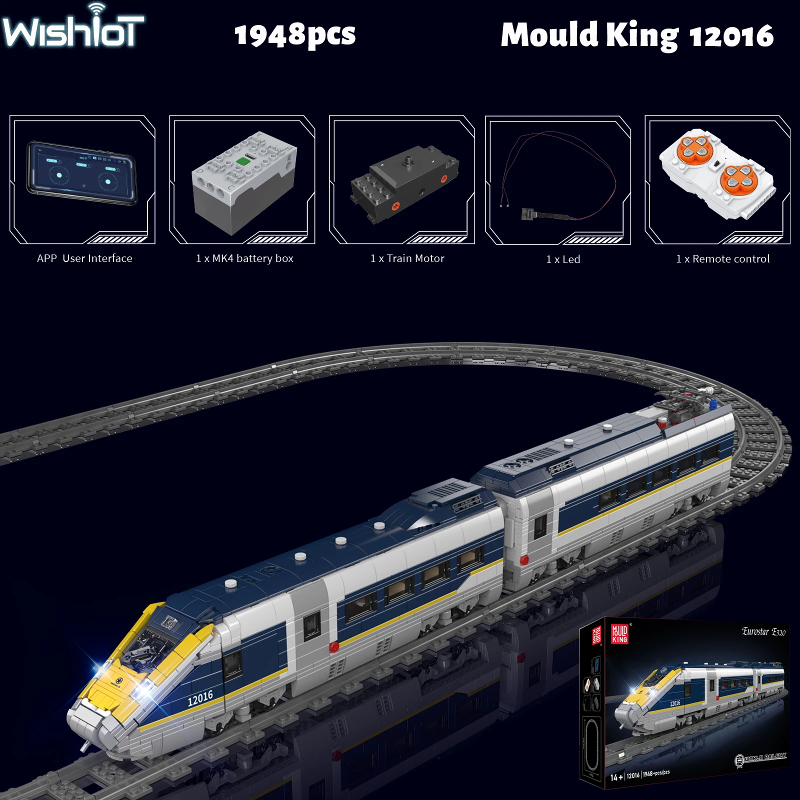 

Mould King 12016 Eurostar E320 Train Building Blocks World Railway Series Remote Control Train Motor Tracks Kid Adult Toys Gifts
