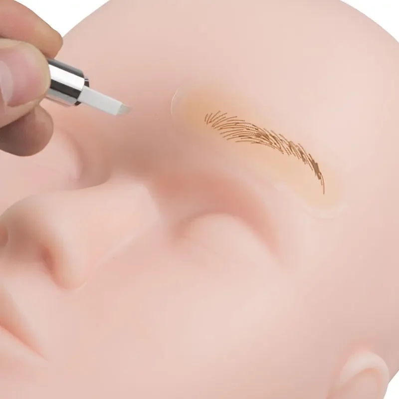 10 個の眉毛タトゥー転写ステッカー実際の操作スキンプリント眉毛ライン練習永久シリコーンタトゥートレーニングツール