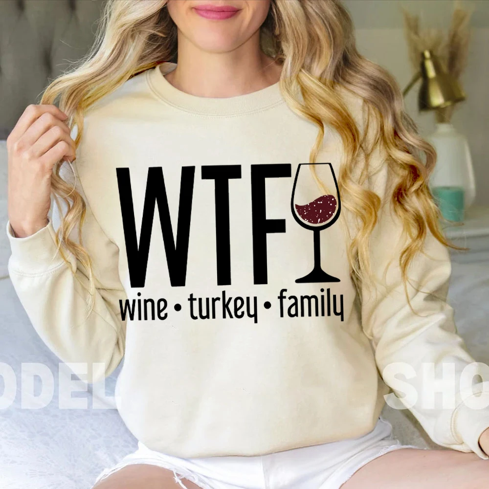 Vino Turchia Famiglia Abbigliamento donna Ringraziamento Abbigliamento donna Divertente Ringraziamento Felpa con cappuccio Turchia Abbigliamento donna Felpa autunnale