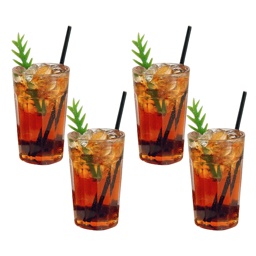 

4pcs Mini Latte Resin Dollhouse Accessories Simulation Kitchen Miniature Drink Decoration For Kids Play House Fake Coffee Cup