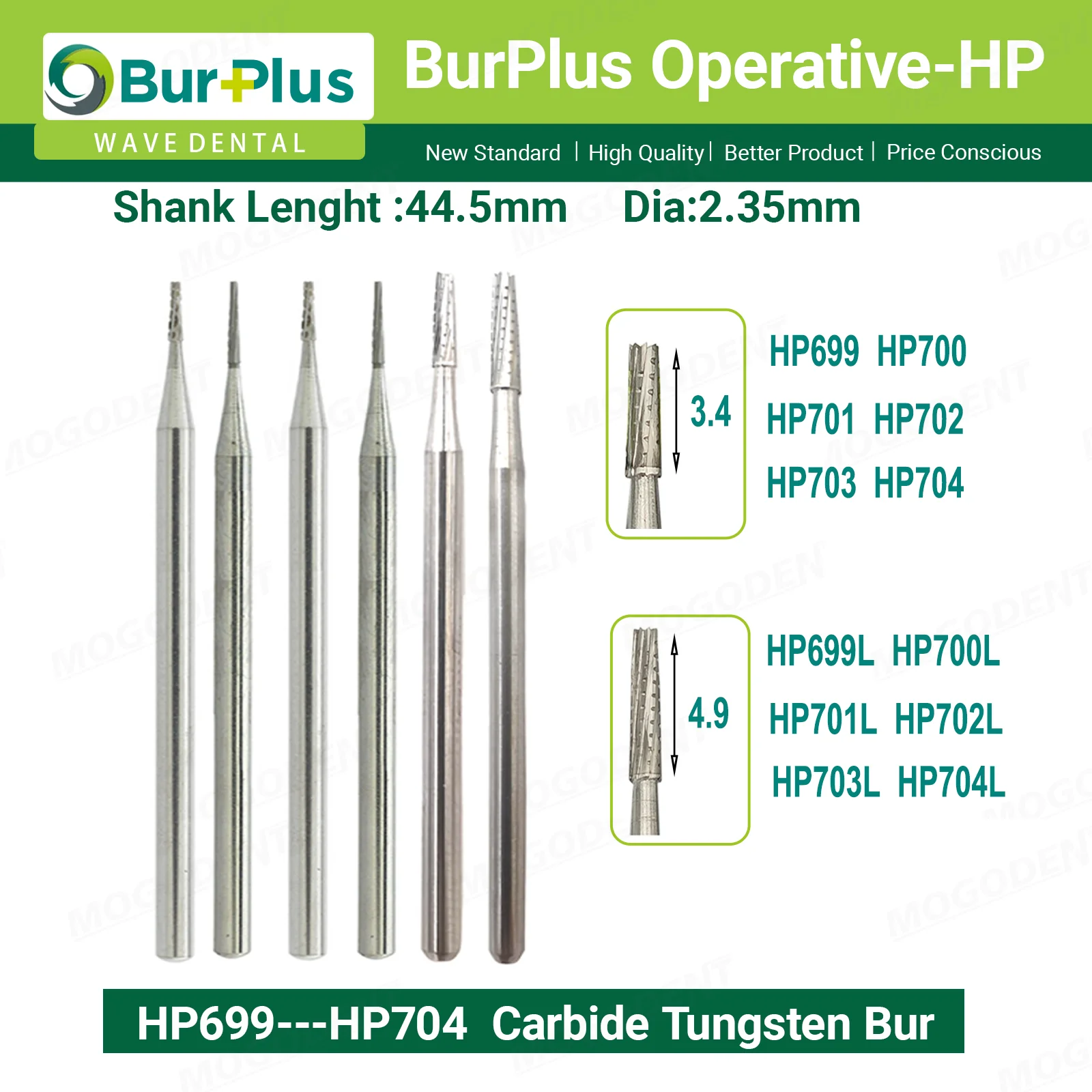 10pcs/Pack WAVE Tungsten Carbide Burs Tapered Fissure Head HP Drills For Low Speed Straight Nose Cone Handpiece Dental Materials
