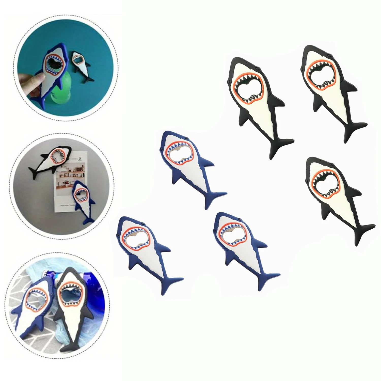 3D Shark‑Shaped Magnetic Beer Opener, Cute Fridge Magnet Bottle Opener Stickers, Practical Kitchen Gadget, Fun Bar Refrigerator