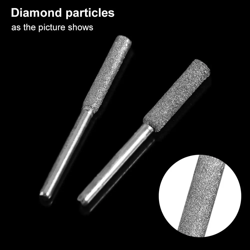 5pcs 4/4.8/5.5mm Diamond Coated Chainsaw Sharpener Stone Cylindrical Burr Abrasive Chainsaw File Polishing Silver Grinding Tools