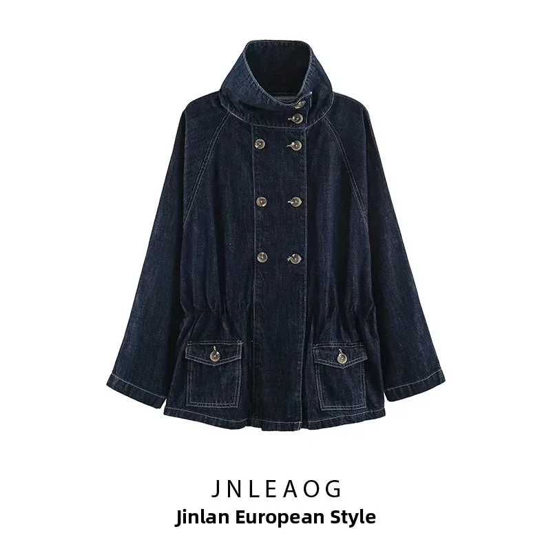 Fashionable Versatile JNLEAOG Women's Denim Jacket Autumn New Arrival Standard Fit Polyester Long Sleeve Regular Length