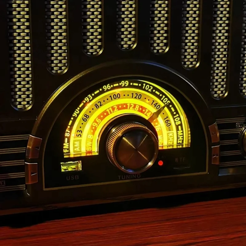 R-1928BT Retro Multi-Band Radio With MP3 Bluetooth Speaker, Rechargeable Battery, And Lamp Ideal For Home And Desktop B EU Plug