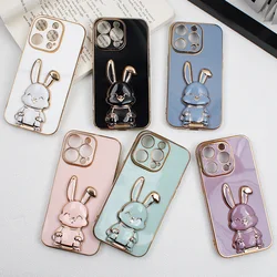 Cute Rabbit Holder Phone Bracket Case For Huawei P30 Mate 50 40 30 20 P50 P40 P20 Lite Nova 10 9 8 Pro SE Y90 Y70 Plating Cover