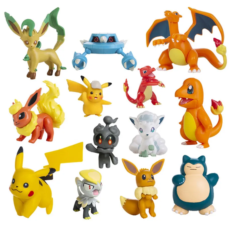 Pokemon-Figuren 3-9 cm Cartoon-Film-Anime-Figur Glurak Pikachu Mewtu Taschenmonster Actionfiguren Modell Geschenke