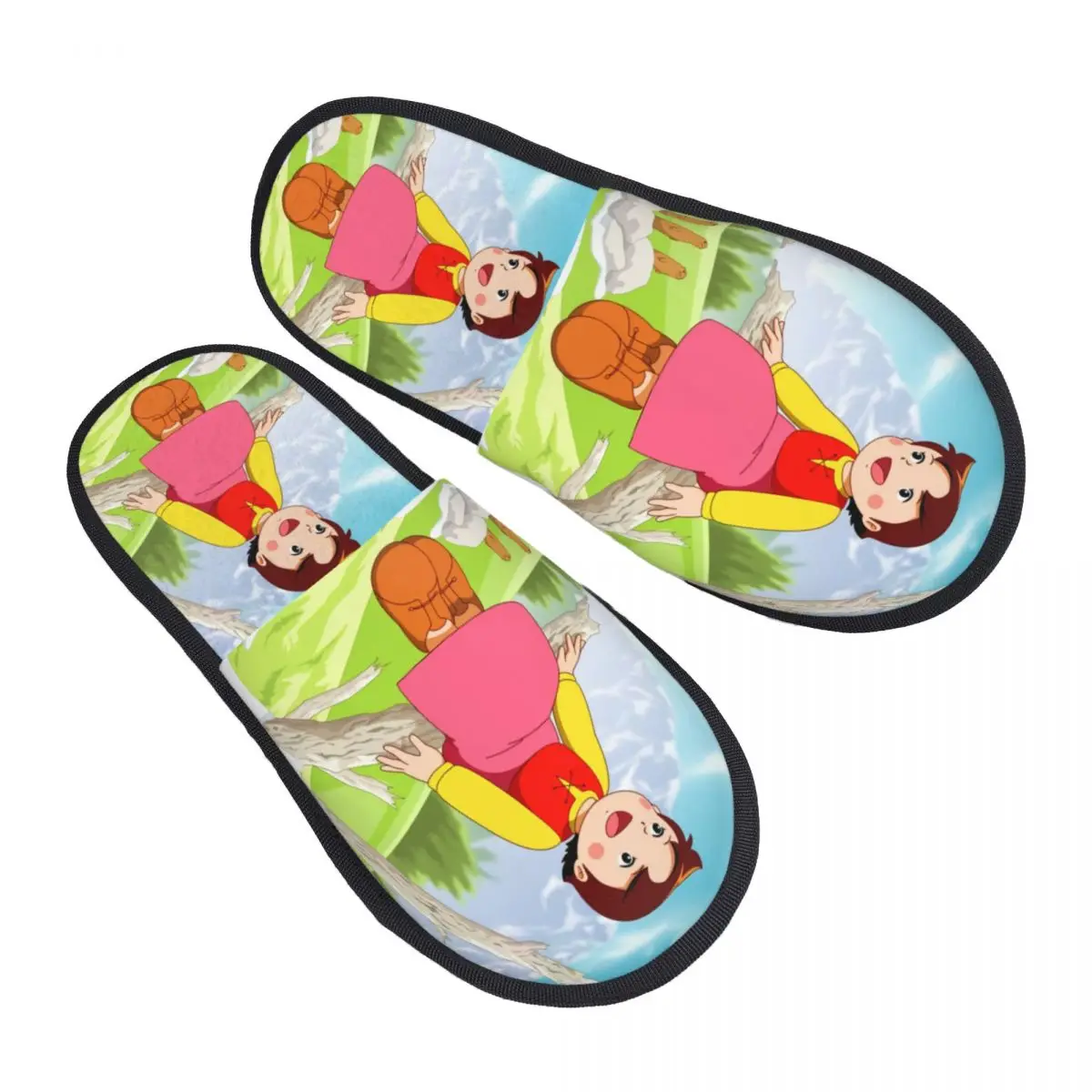 Custom Kawaii Heidi On The Tree Soft Scuff With Memory Foam Slippers Women Anime Cartoon Alps Mountain Girl Hotel House Shoes