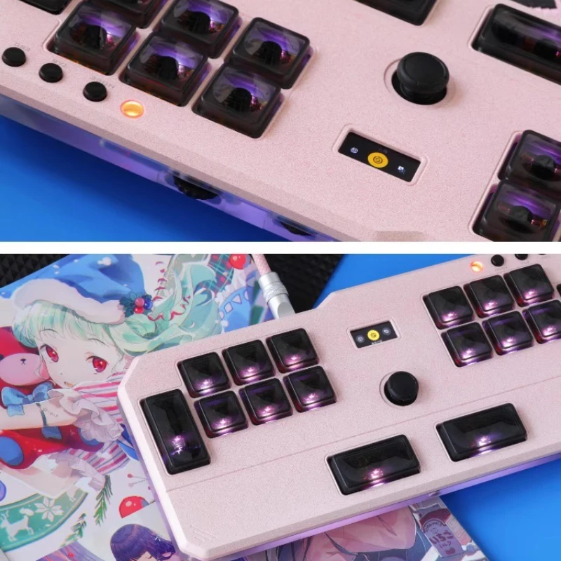 DOIO KBGM M01 Keyboard Gaming Aluminium Profil Rendah Sakelar Magnetik RGB Pengendali Game Musik untuk OSU/DJMAX/Muse Dash/EZ2ON