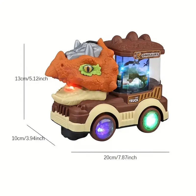 Kids Electric Universal Dinosaur Car Toys Spray Tyrannosaurus Rex Engineering Car Puzzle Toys for Boys Girls Birthday Xmas Gift