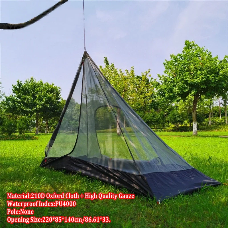Ultralight Inside Pyramid Tent Rodless Camping Teepee Inside Tent Outdoor Portable Backpacking Summer Mesh Tent 220*85*140cm image 2