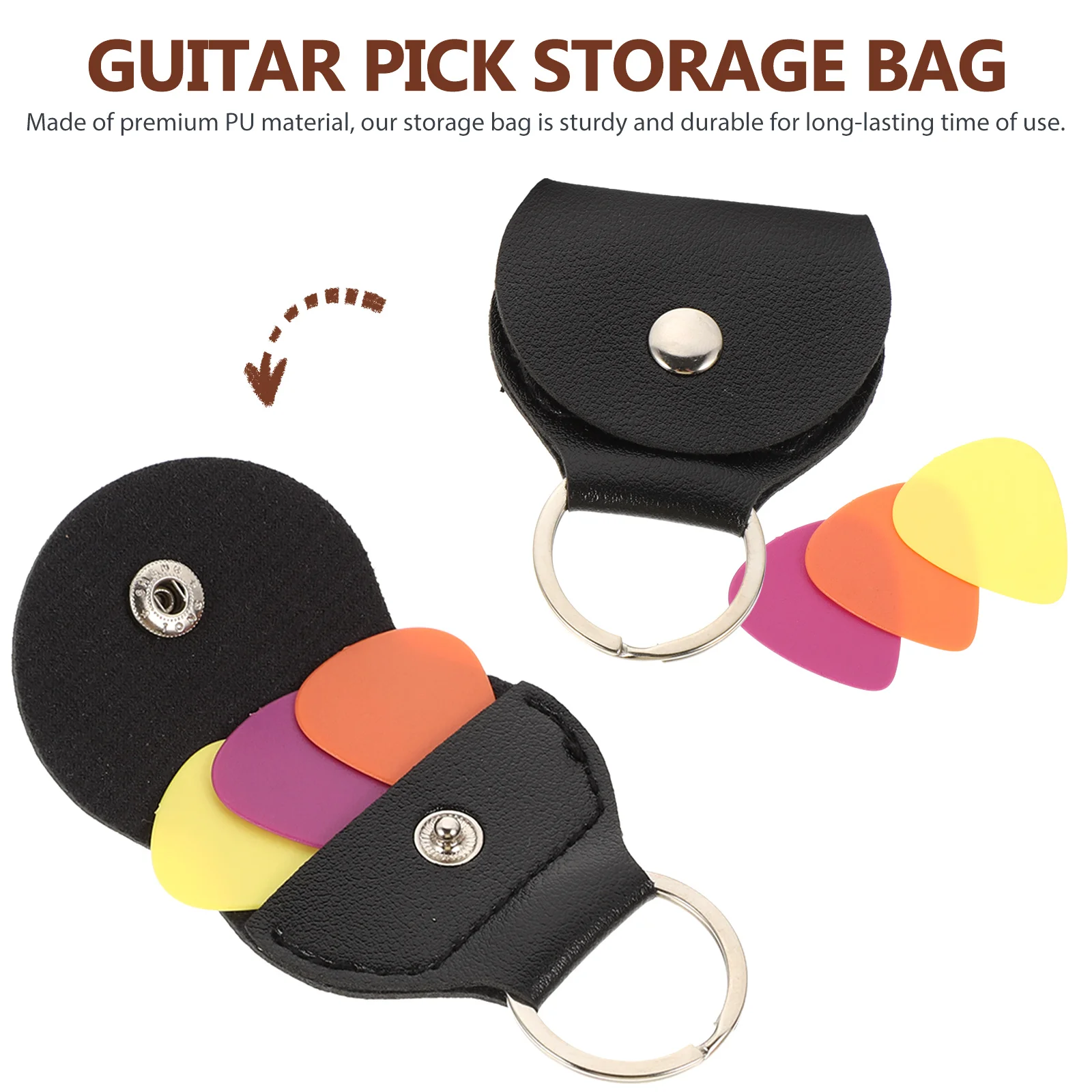 

Guitar Pick Bag Keychain Plectrums Holder Portable Storage for Guitar Ukulele Bass Picks Durable PU Material Compact Size Easy