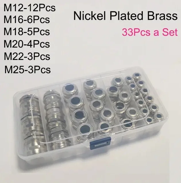 Adjustable Cable Glands Kit 3-21mm Lock Nut Connector Joint IP68 Waterproof M12 M16 M20 M25 M32 Nylon Plastic Connector