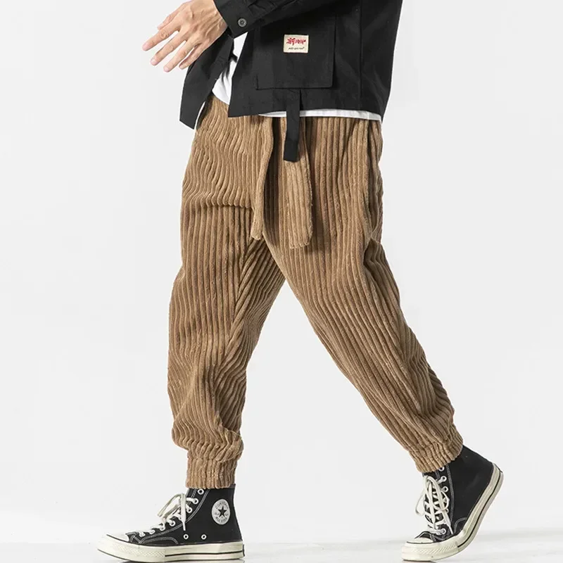 

Winter New Japanese Men's Waistband Corduroy Harem Pants Casual Jogging Sweatpants Hip-hop Street Male Large Size M-5XL