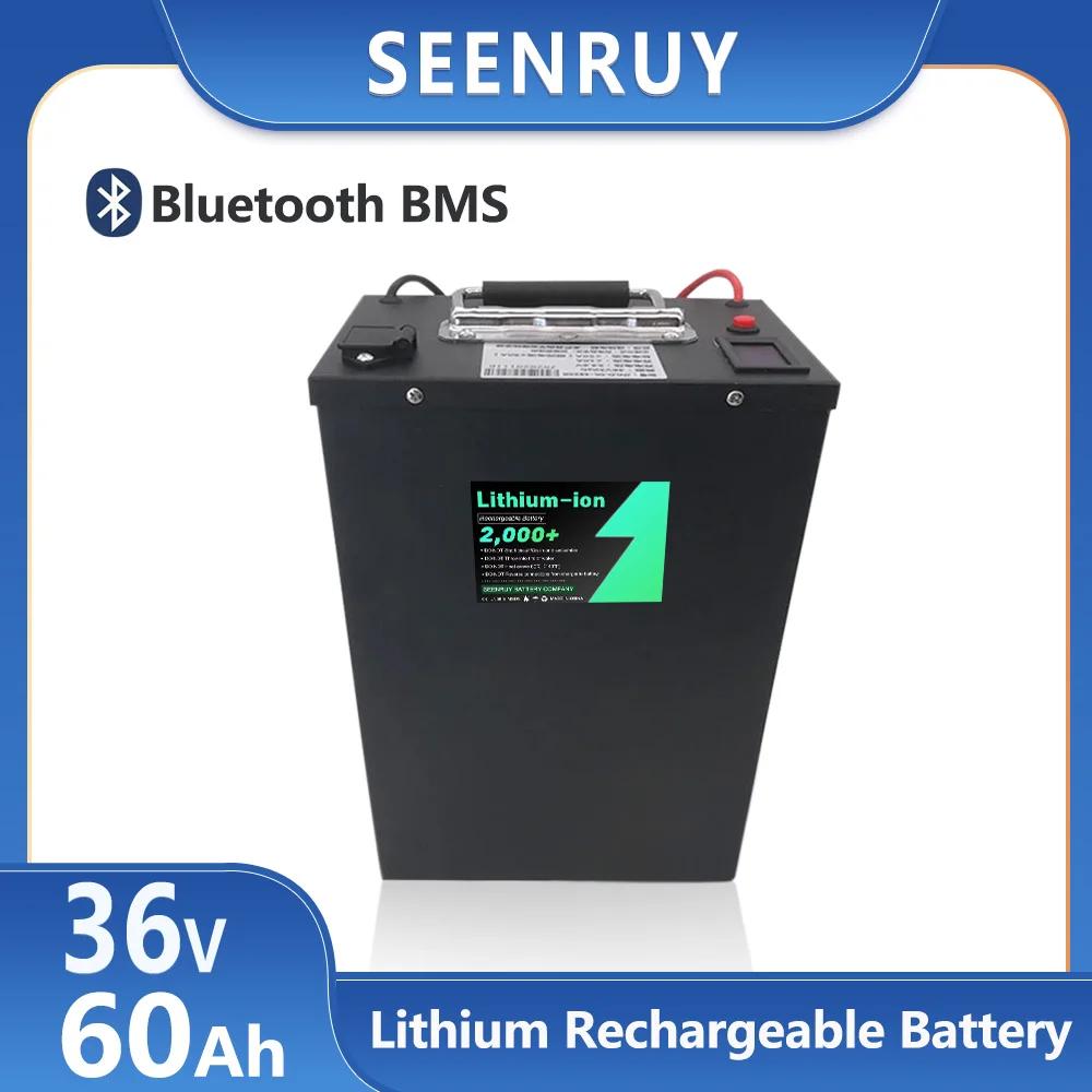 

36V 60Ah Li ion Lithium Polymer Battery Pack Built in Bluetooth BMS Perfect For electric motorcycle tricycle + 10A charger