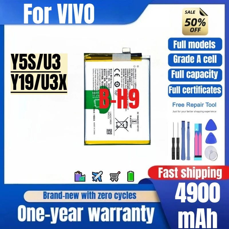 B-H9 for VIVO Y5S/U3/Y19/U3X Mobile Phone Battery 0 Cycle High Quality High Capacity Replacement Bateria Grade A Cell with Tools