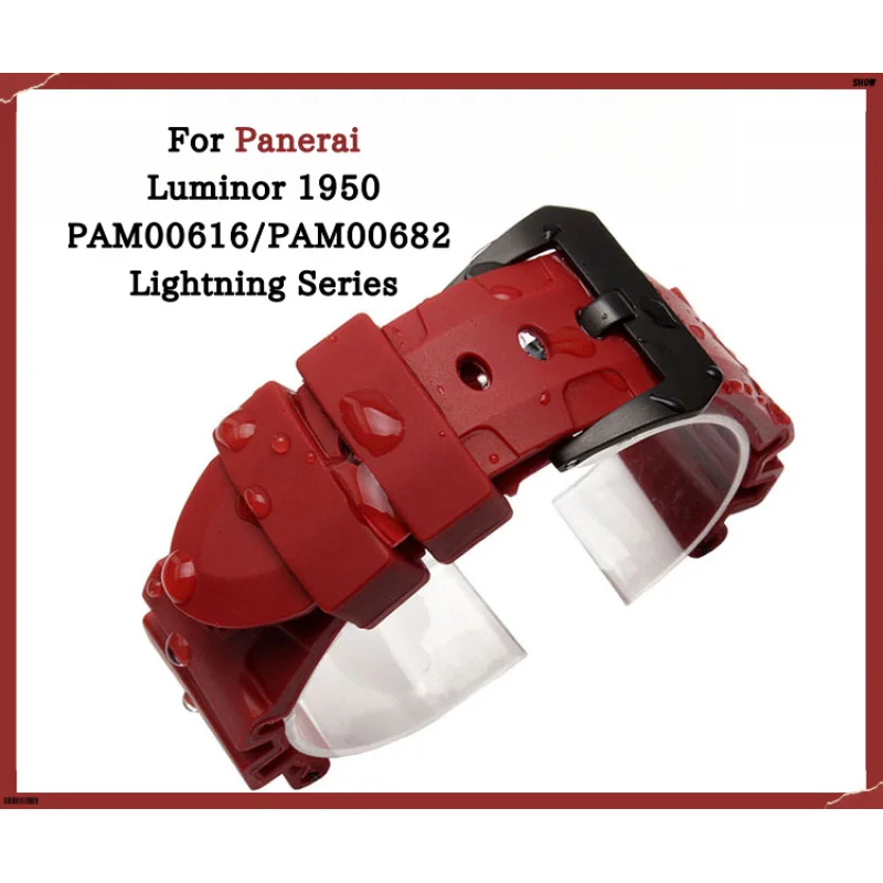 Waterproof Rubber Silicone Strap for Panerai 1950 26mm 24mm, Compatible with PAM00616 PAM00682 Luminor, Diving Watch Band