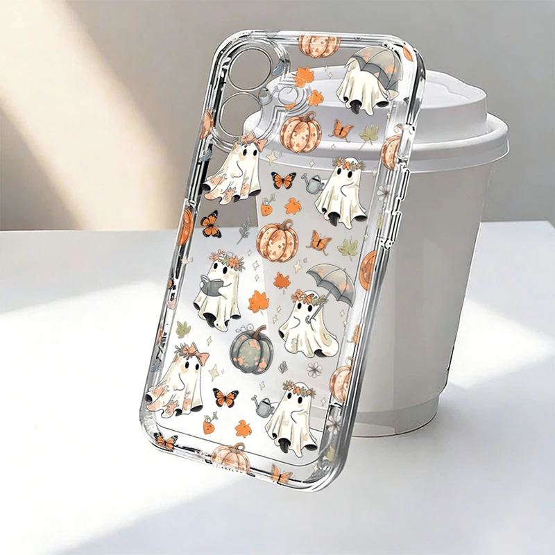 Halloween Kürbis Geist Schleife Transparente Handyhülle für Samsung Galaxy S26 Ultra S25 Plus S24 FE A17 A37 A57 A56 A16 A36 S23 S22 Hülle – Detail 9