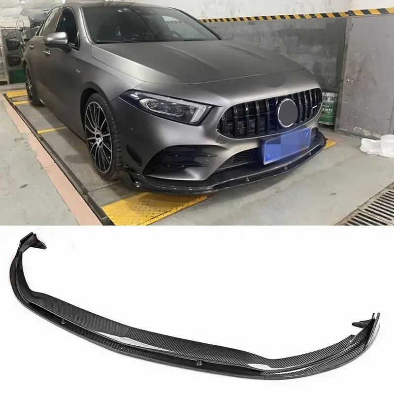 

For Mercedes Benz W177 A200 A250 A35 A45S Real Carbon Fiber Front Bumper Lip Spoiler Car Body Kit