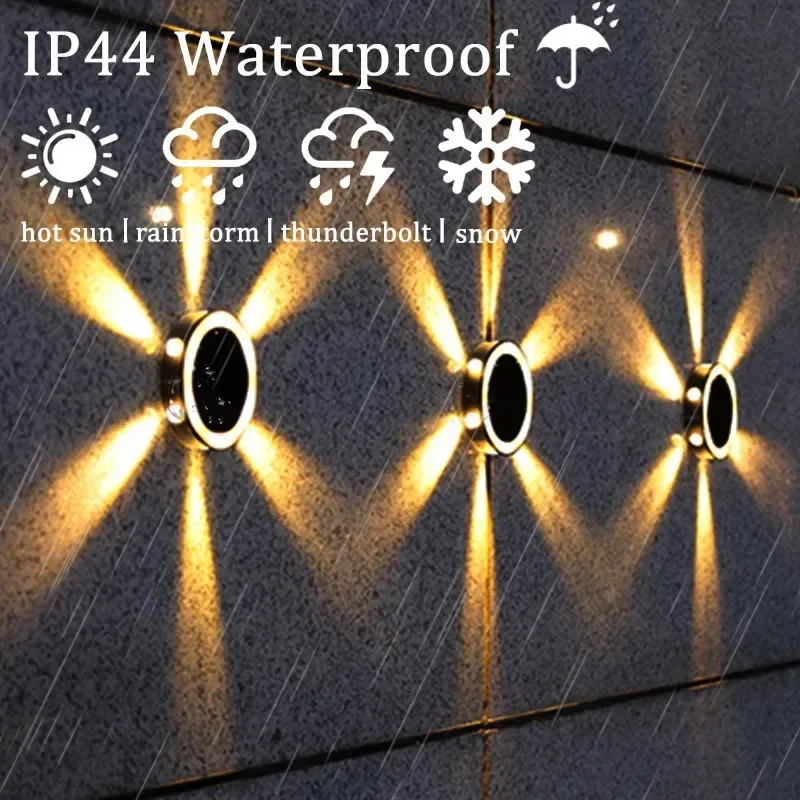 Solar Wall Lamp Outdoor Waterproof Solar Powered Up/Down Lighting for Garden Yard Home Exterior Decoration IP44 Solar Path Light