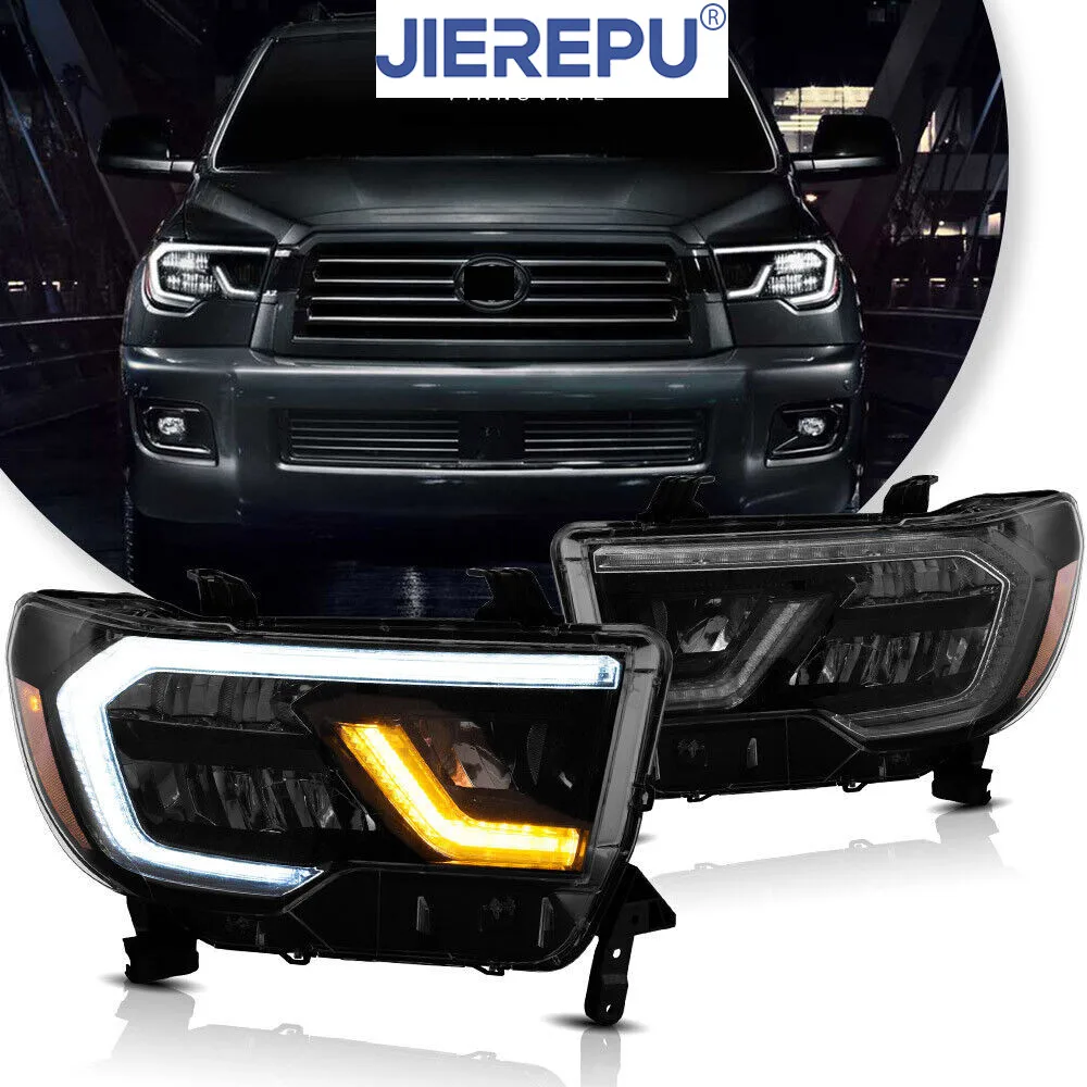 

1Pair Turn Signal FULL LED Reflector Headlights For Toyota 07-13 Tundra & 08-20 Sequoia