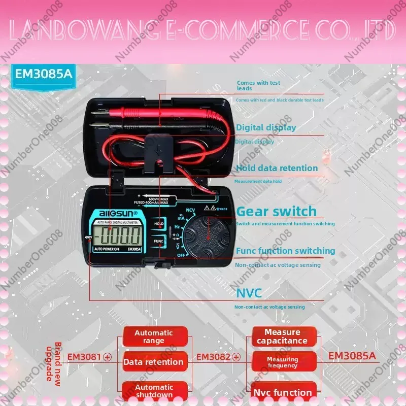 Portable Pocket Mini Multimeter Small Digital Full Intelligent Repair Electrician Folding Multimeter