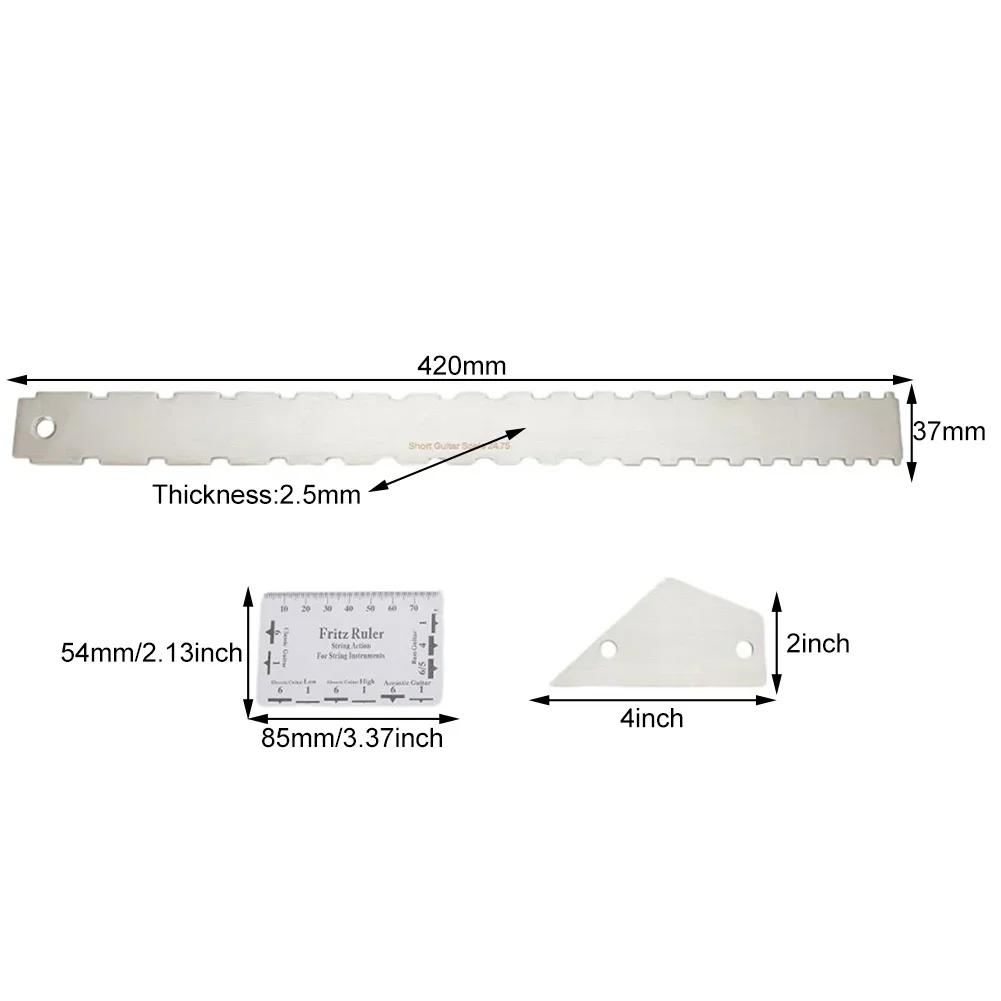 Stainless Steel Fret Leveling Ruler with Notch Design for Guitar Neck Relief Testing Fretboard Flatness Verification and Setup