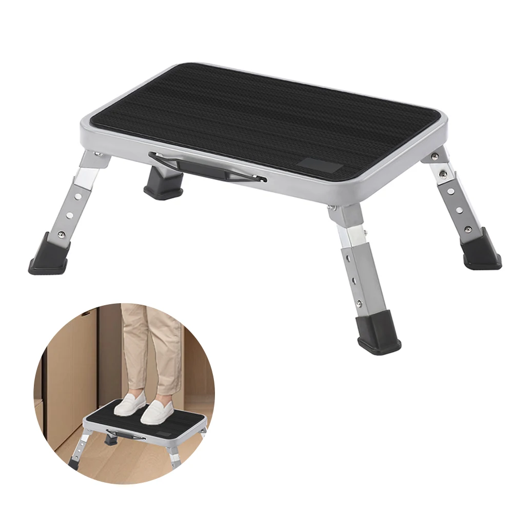 Folding Step Stool Non-Slip Portable Step Ladder Height Adjustable Space-Saving Steel Material Up to 330lbs Home Bathroom Outdoo