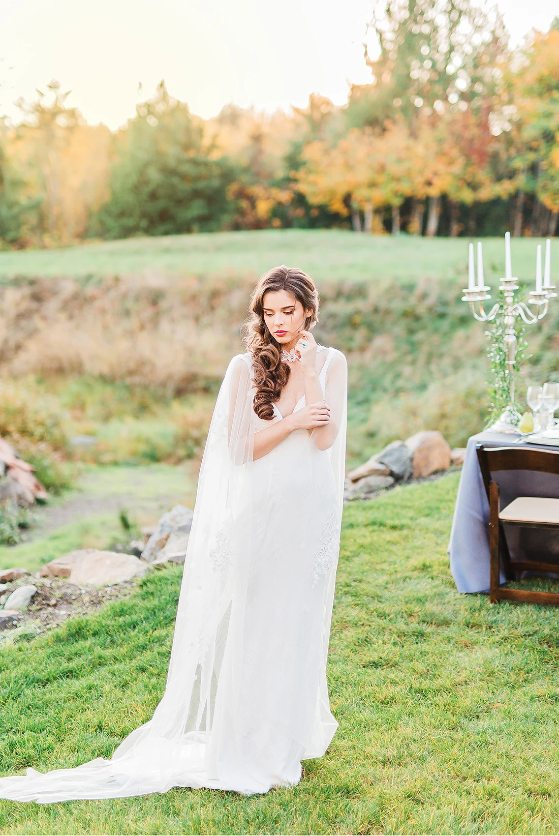 Romantic White Sheer Tulle Bridal Cape with 3D Floral Applique Matching Choker Women Wedding Shoulder Veil Customized P264308