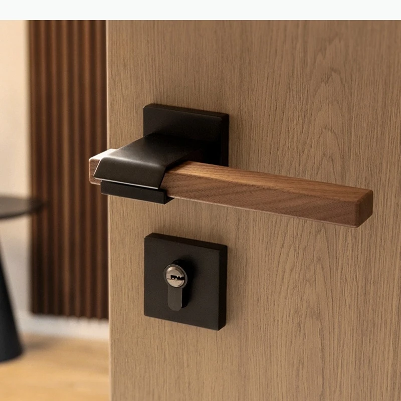 

Walnut Door Handle Indoor Metal Door Lock Bedroom Locks Home Silent Locks Secure Split Lock Hardware Accessories