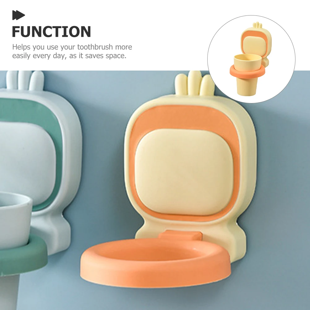

Children's Teeth Brushing Cup Set Yellow Plastic Toothbrush Bathroom Holder Cups Wall Mounted Reusable Safe Kids Storage Tumbler