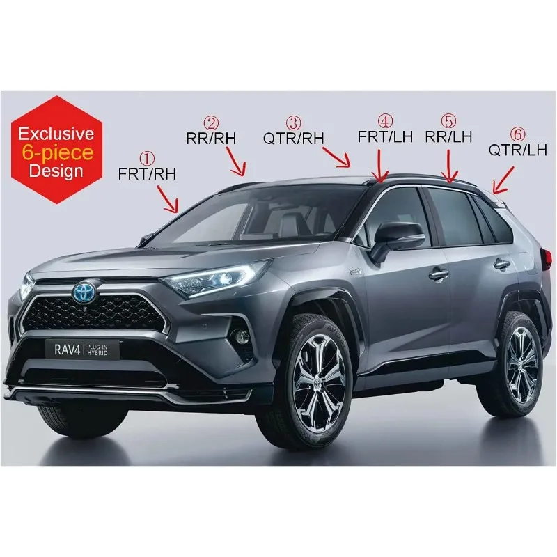 2019 2020 2021 2022 2023 2024 / Window Deflectors Tape-On Rain Guards Window Visors 6 Pcs Set for Toyota Rav4