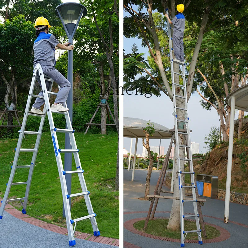 LYY  Aluminum Alloy Multifunctional Folding Ladder Engineer Household Ladder Telescopic Ladder
