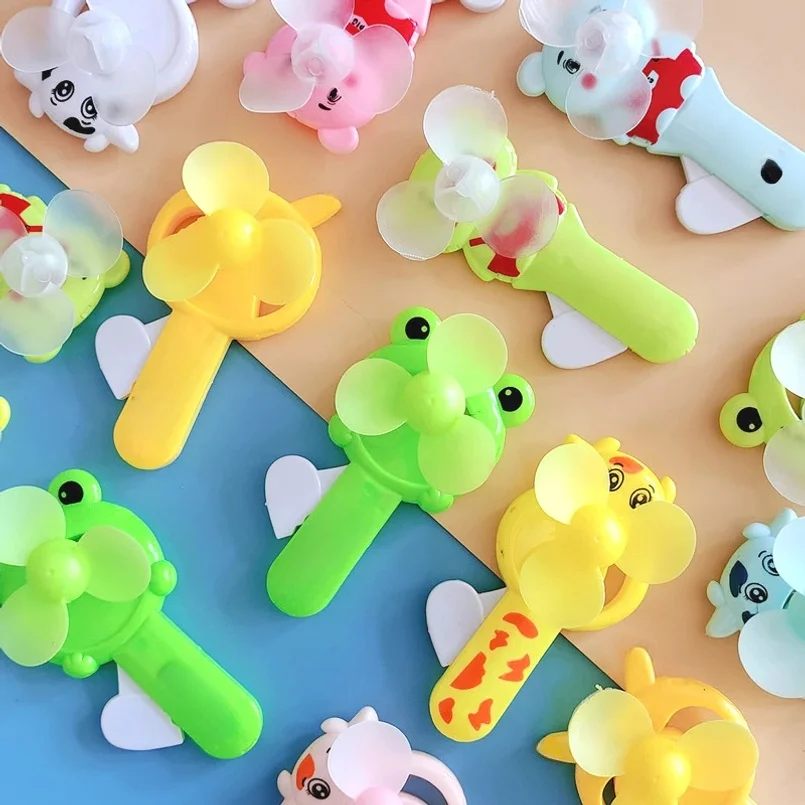 1 Pieces Random Style Cute Cartoon Animal Mini Plastic Handheld Fan Student Children Outdoor Portable Hand Press Manual Fan