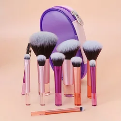 10pcs Mini Makeup Brush Set Powder Eyeshadow Blush Blender Concealer Foundation Brush Cosmetic Brush Travel Beauty Makeup Tools