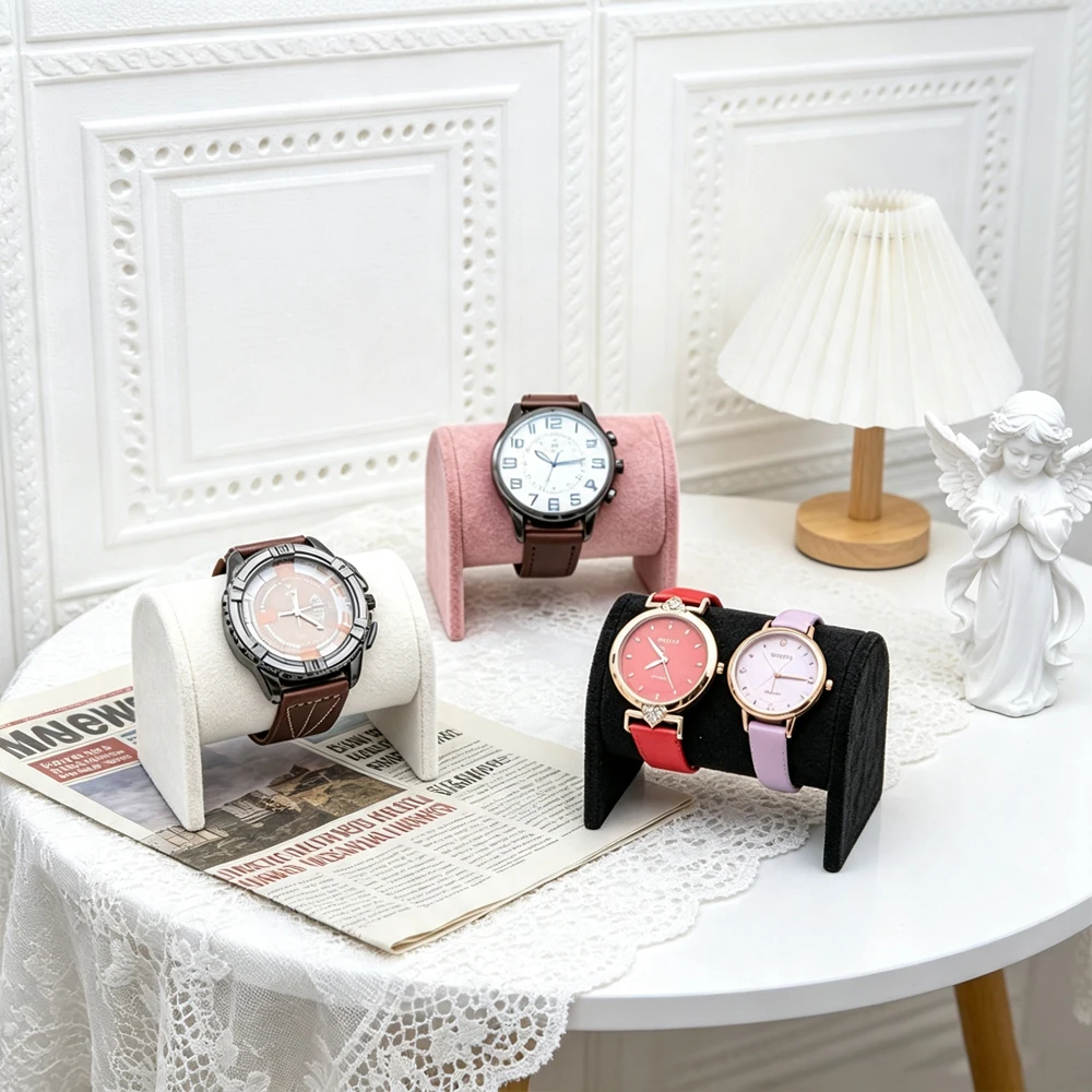 Watch Storage Stand, Small Pillow Bracelet Watch Display Stand Counter Hand Chain Velvet Display Prop Leather Headband Sponge Br