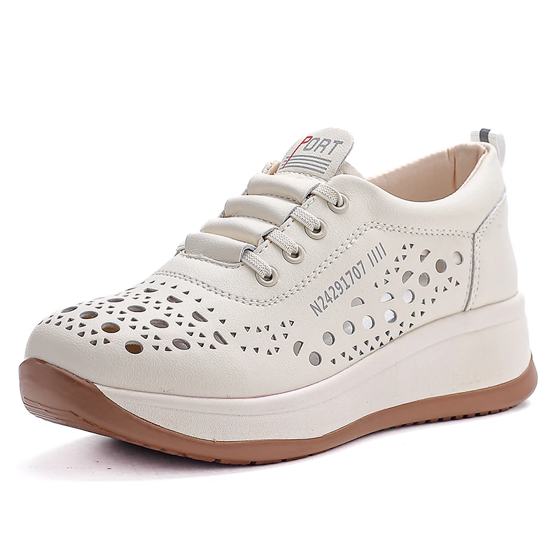 

Women's Spring/Summer 2026 Versatile Cut-out Wedge Slip-on Shoes Breathable Casual Height Increasing Shoes