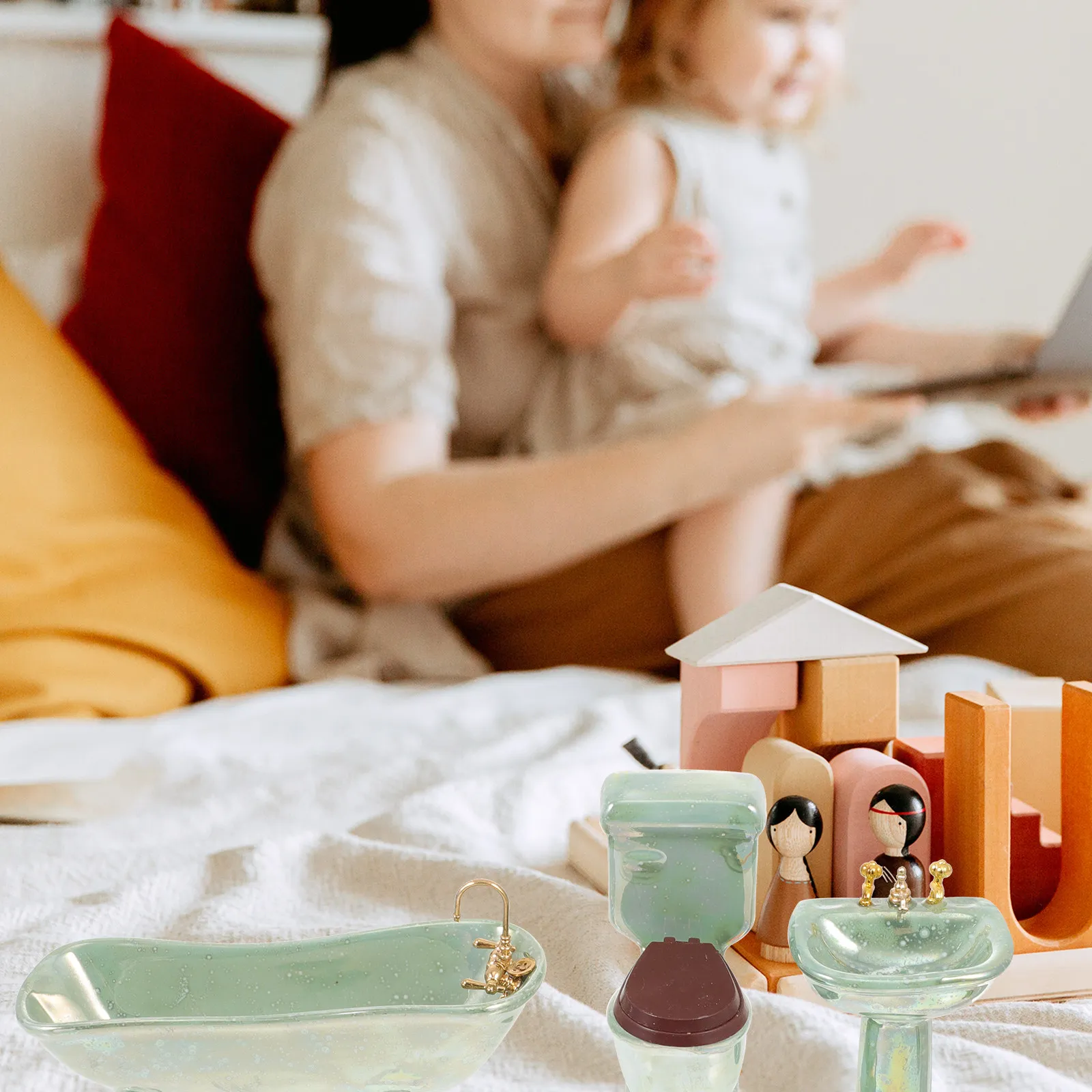 

Набор из 1 предмета: Премиальный керамический мини-комплект мебели для ванной комнаты, реалистичное украшение для кукольного домика, декор для детской мини-комнаты, украшение для коробки, подарок для родителей