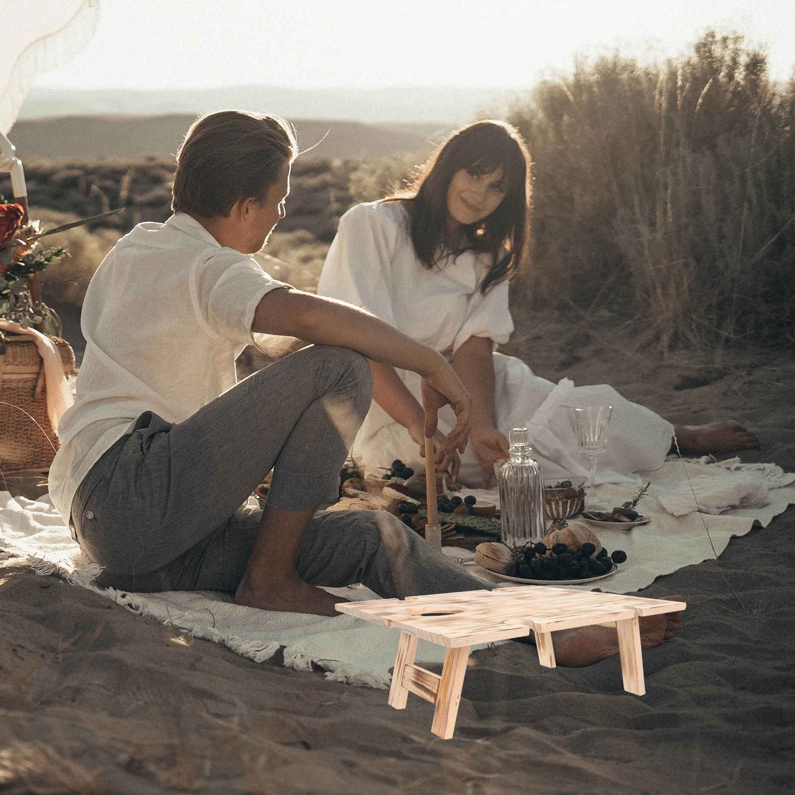 

Folding Picnic Table Outdoor Portable Wood Camping Desk Foldable Lightweight Sturdy for Travel Housewarming Gift