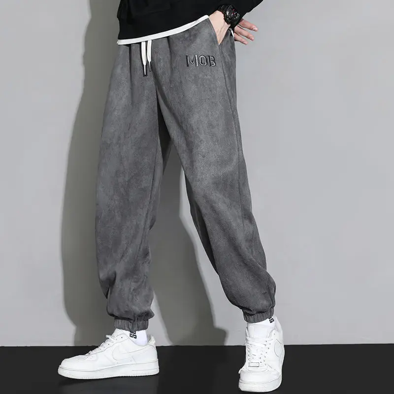 Suede Pants Men's Trendy Brand Loose Sports Sweatpants Ankle Binding Versatile Casual Pants