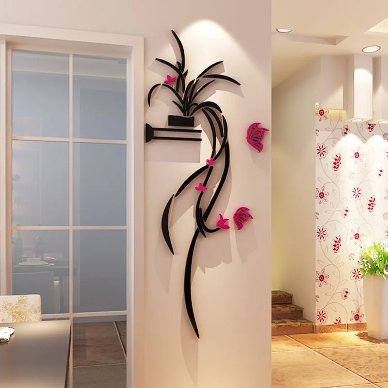 3D Acrylic Orchid Flower Wall Sticker Self-adhesion Home Decor Living Room TV Background Wall Decals Wall Decor