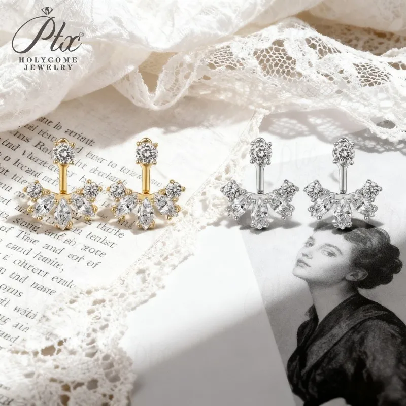 

Серьги с муассанитом, круглые + маркизы, легкий и элегантный дизайн, подходящий для свадеб, свиданий, вечеринок и подарочных украшений