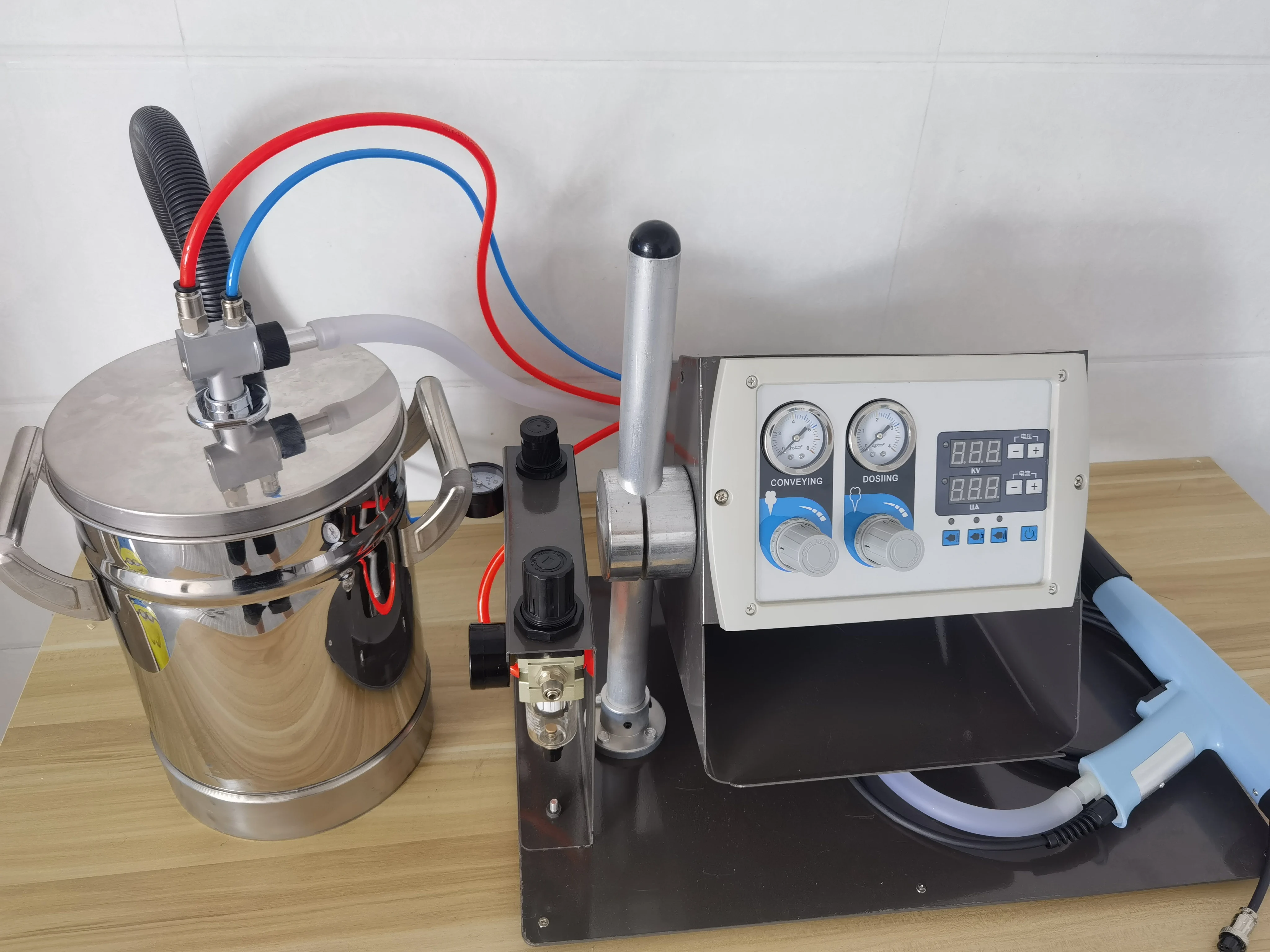Lab Test Powder Coating Painting Machine Kit With Stainless steel bucket Powder Coating Spray Gun and 801 Painting Unit