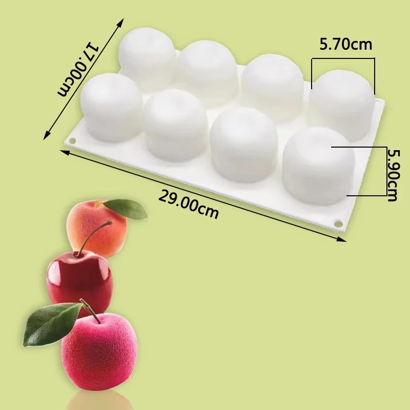 3D Apple Shape Silicone Mold 8 Cell DIY Cake Mousse for Ice Cream Chocolate Pastry Art Pan Dessert Bakeware Cake Decorating Tool